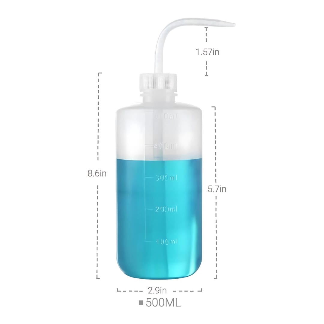 3 Squeeze Wash Bottles 500ml Clear